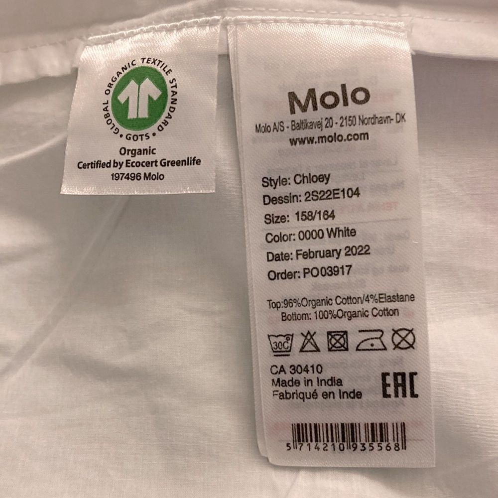 Molo NWT Choley Girls White One Shoulder Ruffled Dress. Organic Cotton. Size 14. - Picture 11 of 11